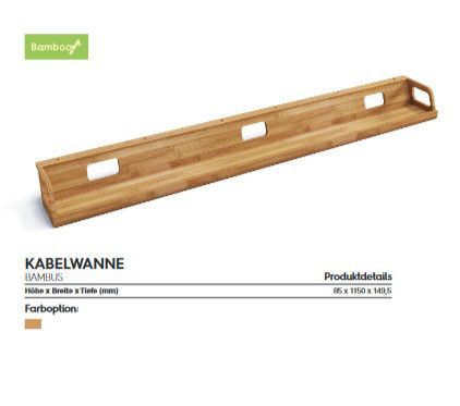 Universelle Kabelwannen aus BAMBUS HxBxT 85x1150x149,5mm natürlicher Rohstoff